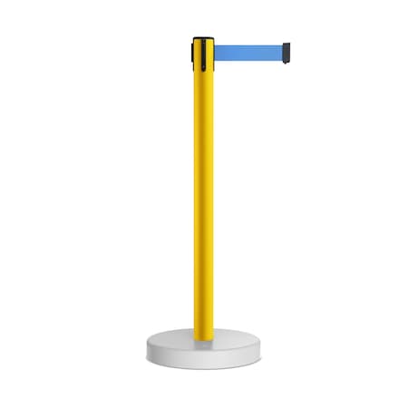 Stanchion Belt Barrier WaterFillable Base Yellow Post 11ft.Lt Blu Belt